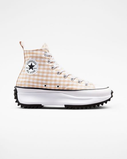 Zapatos Plataforma Converse Run Star Hike Gingham Altas Mujer Beige Blancas Negras | PE 0547W2